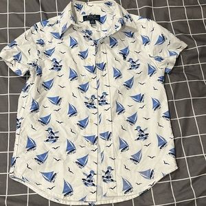 Polo Boys Button Down. Printed Bear Sail boats. Size S (8).